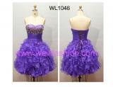 Short Beading Pleated Princess Organza Prom Dresses WL1046
